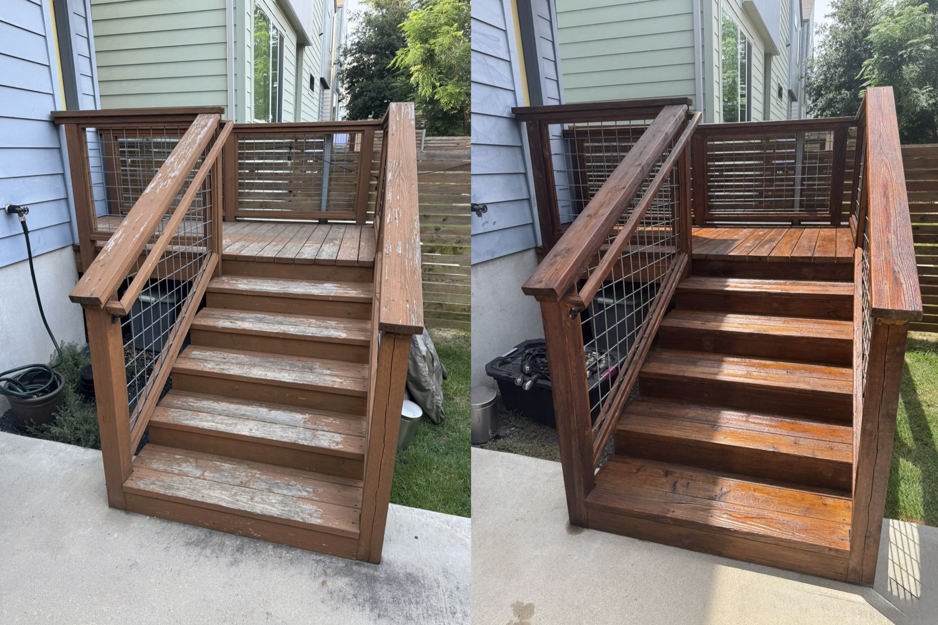Before and After Deck Stain